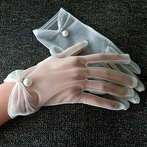 Sheer Elegance White Gloves With Pearl Drop Accent Wedding Tea Church Derby NWT
